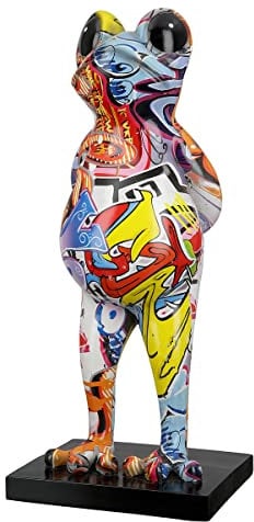 Casablanca - Statuetta decorativa a forma di rana, decorazione moderna in resina, design street art, multicolore, altezza 30,5 cm