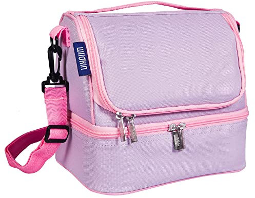 Wildkin Lonchera aislada de dos compartimentos para niños, lista para la escuela y viajes, color lila