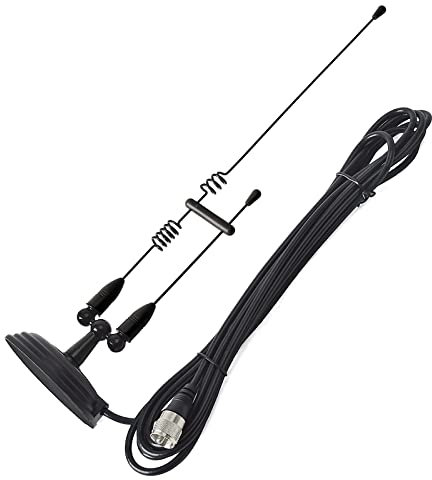 HYSHIKRA Antenna mobile dual band, frusta a montaggio magnetico 144/430Mhz con 4 metri di cavo coassiale RG58U per ricetrasmettitore per veicoli Yaesu Midland Icom Motorola Kenwood (nero)