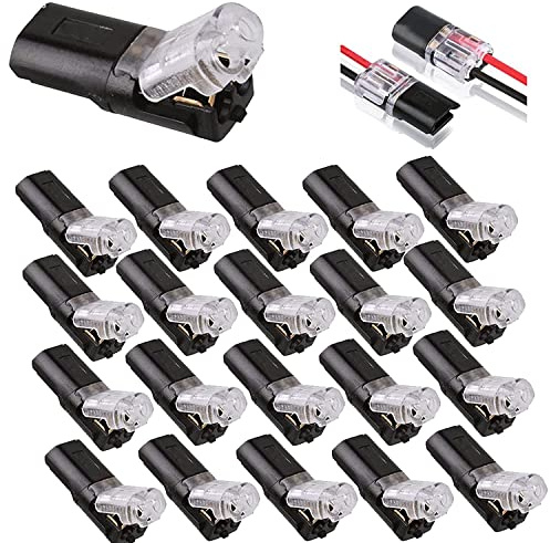 Connettore plug-in a doppio filo con fibbia di bloccaggio, connettori compatti a giunzione rapida a filo a innesto, nessuna spelatura del filo che taglia il connettore LED a 2 pin a 2 vie (20pcs)