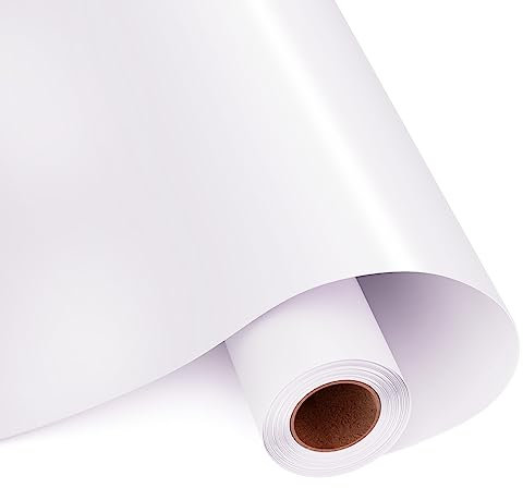 HKC Rollo de Vinilo Adhesivo, 30cm x 400cm blanco Vinilo Mate para Cricut, Película Autoadhesiva para Silhouette Cameo, Vinilo Adhesivo Permanente para Taza, Ventana, Cerámica, Plástico