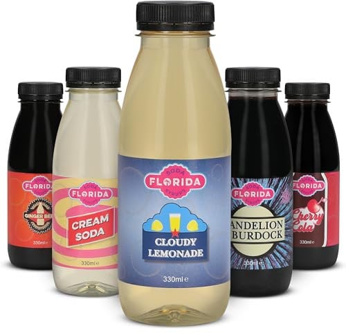 Florida Soda Syrup Compatible With Sodastream - Retro Flavours Aspartame Free Cream Soda, Cloudy Lemonade, Ginger Beer, Cherry Cola & Dandelion and Burdock