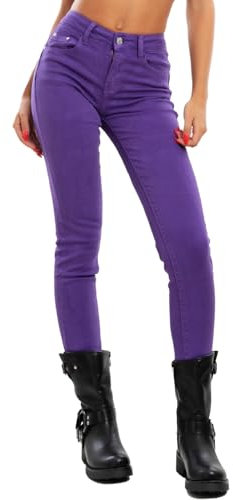 Toocool Jeans Donna Pantaloni Skinny Slim Elasticizzati Aderenti VI-8006 [L,Viola Scuro]