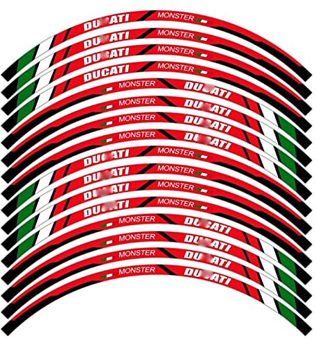 HIMNIL Adesivo Ruota Moto Riflettente Motorbike 17″ Strisce Cerchi Decalcomanie Accessori per Ducati Monster 1200 1098 821 797 796 620 Decalcomanie Cerchioni (Color : Red 1)