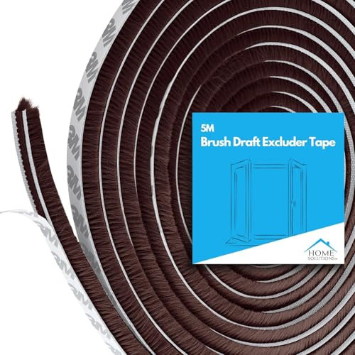 Home Solutions™ Window Insulation & Door Draft Excluder Strip, Window Draft Excluder for Windows, Seal Blocker for Patio & Front Doors (Brown, 5M(L) x 9MM(W) x 9MM(H))