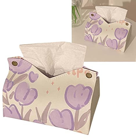 Dispenser di Fazzoletti, Porta Fazzoletti per la Casa, Scatola per Fazzoletti di Carta in Rotolo da Scrivania per Soggiorno, Bagno, Hotel, Scatola da Scrivania da Appoggio per Ufficio, Cucina,(Viola)