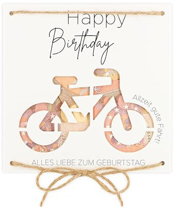 WenmthG - Fahrrad Geldgeschenke Geburtstag mit Verpackung - Fahrrad Geschenk - Reisen Geschenk - Geschenke für Frauen Männer Freunde - Geburtstag Gästebuch - Allzeit gute Fahrt - Radfaher Geschenk