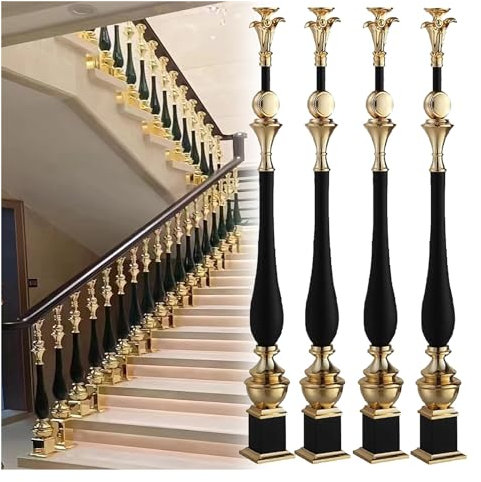 Geländer Treppengeländer Villen Balkon Garage Spindeln Für Treppengeländer, Neigbar Drinnen Stützsäule Für Treppengeländer 95 Cm Hoch, Bodenmontage Zaunpfosten Für Bahnsteigkorridore ( Color : Black/4