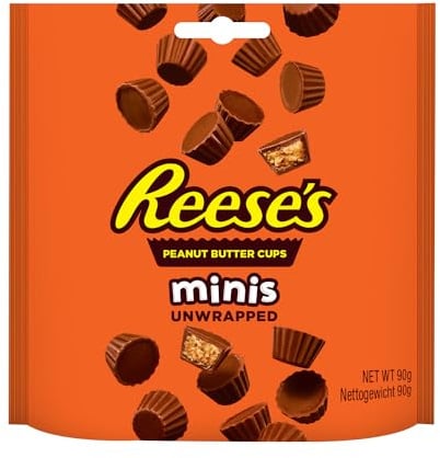 REESE'S Boite de 10 Sachets de 90gr de Bouchées de Chocolat au Lait Fourrées au Beurre de Cacahuètes