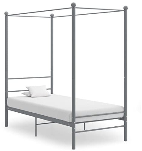 ULUYYUC Himmelbett, Jugendbett Familienbett Gartenbett Tagesbett Geeignet für Wohnbereich Arbeitszimmer Wohnzimmer Zimmer Mieten Grau Metall 90x200 cm