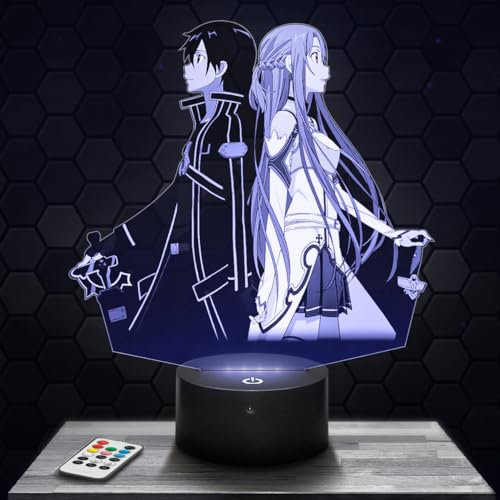 Lampephoto.fr LED-Nachttischlampe Sword Art O, Geschenkidee für Teenager, Accessoire Sword Art O Manga Anime Teenager-Jungenzimmer Dekoration Büro geschenkidee für Teenager Weihnachten TOP