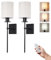 EDISHINE Wireless Wall Sconces Set of 2, Rechargeable LED Wall Lamp, Dimmable Wall Light Not Hardwired Fixture, USB Charging Bulbs with Remote, Modern Linen Lampshade Wall Light for Bedroom Hallway