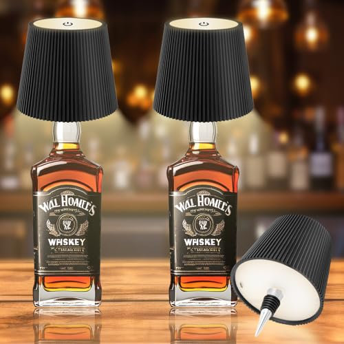 SPVIND 2 Pezzi Lampada Bottiglia, Lampada da Tavolo Portatile Senza Fili con 3 Colori Regolabili, 5200mAh Lampada Touch, IP54 Impermeabili, Adatto per Salotti Interni ed Esterni, Bar