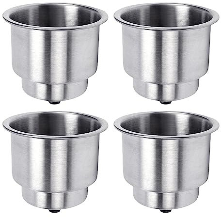 Portabicchieri da incasso ad alte prestazioni in acciaio inox con scarico per bancone nautico, confezione da 4