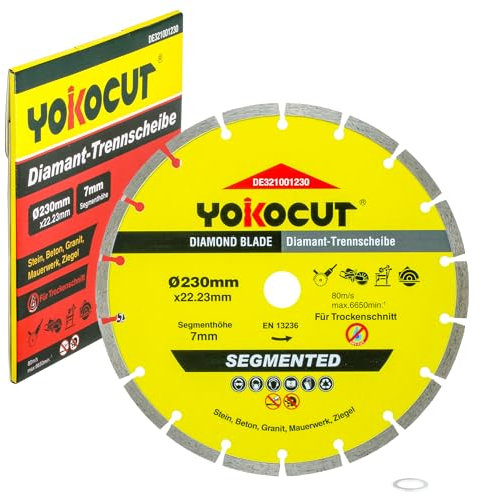 YOKOCUT Diamanttrennscheibe 230mm universal Trennscheibe für Stein, Beton, Granit, Mauerwerk, Ziegel Zubehör Winkelschleifer
