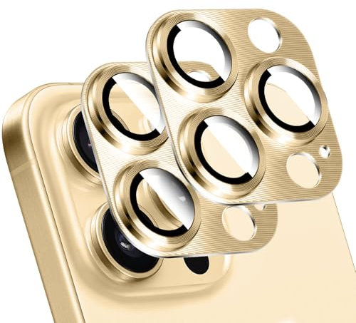LucBuy 2 Pièces Protecteur D'objectif D'appareil Photo pour 13 Pro/iPhone 13 Pro Max, Décoration de Téléphone en Aluminium à Texture 3D, Protection Complète de L'appareil Photo en Titane