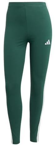 adidas Damen ESSENTIALS 3-STRIPES COTTON LEGGINGS, collegiate green/white, XXL