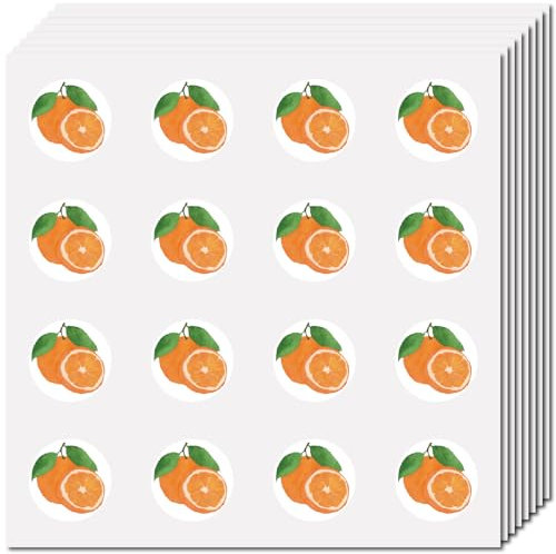 CREATCABIN 128 Stück Orangefarbene Aufkleber Obst Vinyl Aufkleber Selbstklebend Wasserfest Runde Punkte Große Menge Ästhetische Planer Aufkleber Für Wasserflaschen Laptop Gepäck Computer Handy 2.5cm