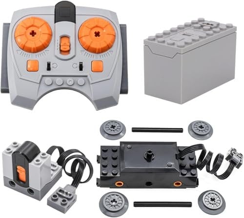 ENPUSI Power Functions Set, 4 Teile Zug Motor Set mit Fernbedienung Batteriebox Kompatibel mit vielen Modellen