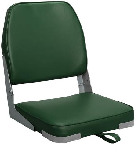 ERGOSEAT Low Back Boat Seats Fold-Down Fishing Boat Seat, 1 Pack, Green | Marine Grade, UV & Tear Resistant, aluminum hinges, 250lb capacity, includes mounting hardware, Universal 5x5 Mount