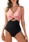 Nadeer Costume da Bagno Intero Donna Sexy Scollo a V Costumi Interi Curvy Cutout Monokini Push Up Beachwear Senza Schienale Swimwear(Rosa,XXL)