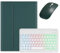 kaidisen Custodia con tastiera retroilluminata per iPad Air 13 M3/M2 (2025/2024)/iPad Pro 12,9 6a/5a/4a/3a generazione, con mouse e tastiera a colori retroilluminata staccabile, verde scuro + bianco