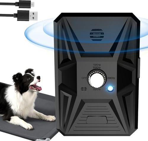 Anti Barking Device, 3 Levels Dog Barking Control Devices, 33FT Range Auto Ultrasonic Dog Bark Deterrent Stop Dog Barking Trainer, Recharge Dog Silencer Bark Box for Puppy Small Medium Large Dogs