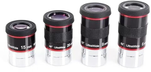 Okeeyseda Ultra-Weitwinkel-Okular mit 68 Grad, Uw6mm, 9mm, 15mm, 20mm, Planeten-Hochleistungsteleskop, Zubehör für Astronomische Teleskope