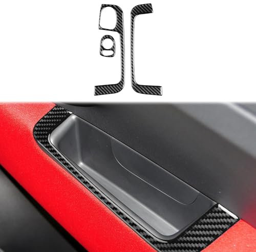 Carbon Fiber Frame Cover Trim Sticker Accessories Decoration Compatible with Fiat 500 2012-2015 (Classic, Door Handle Armrest Window Lift 06)