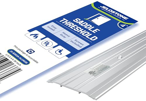 JELOSTONE 4W x 1/4H x 36L - Commercial Aluminum Door Threshold - Door Saddle - ADA Accessible, Accessible - Fire Rated - Outside Door Thresholds Mill Aluminum B302A
