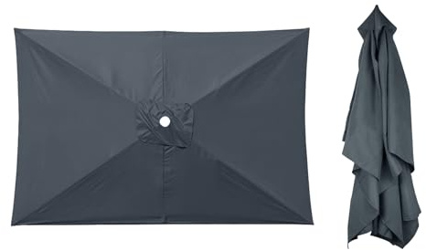 XQZMD Sombrilla rectangular de repuesto, protección UV, con 6 puntales, para jardín, balcón, piscina, playa, 200 x 300 cm, gris