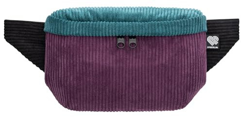 PP-Berlin Bauchtasche eckig, Cord Aubergine/Petrol/Schwarz, vegan, Handmade in Berlin für Damen, Herren, Unisex. Hipbag, Crossbody Bag, Schultertasche, Hüfttasche