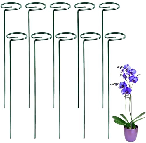 Pyuyan 10 Pièces 40cm Piquets Ronds Support pour Plantes, Jardin Tige Unique Support, Piquets de Soutien pour Plantes, Tuteurs pour Plantes, pour Fleurs, Tomates, Lys, Pivoines, Roses