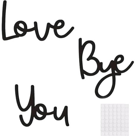 Love You Bye Above Door Sign,Modern Black 3 Letters Decorative with Double-Sided Tape Doors Decoration Art Signs Decorations,Personalized Logos for Stairs Hallway Wall Valentines Engaged Decoratives