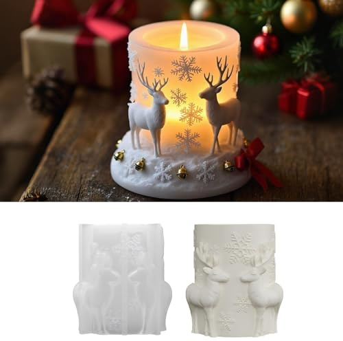 Silikonformen Gießformen Gips, Silikonform Weihnachten, Gipsformen zum Gießen, Silikon Gießform für Haus, Weihnachten Kerzenhalter, Weihnachten Laterne, DIY Duftkerzenherstellun (Kerze)