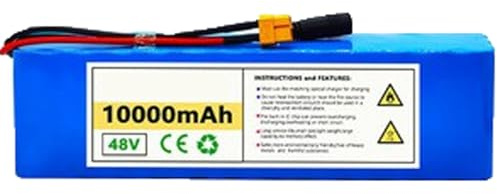 48V 10Ah E-Bike Batterie De Vélo Électrique 13S3P Lithium-ION Battery Grande capacité pour Trottinettes Électriques Batterie De Étanches en PVC Carte De Protection Intégrée 48V 10Ah,XT60+DC