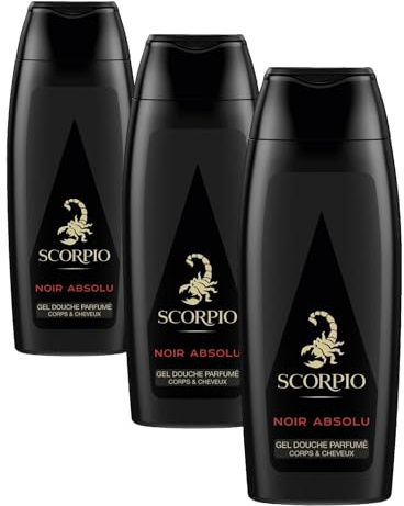 Scorpio - Gel Douche Corps Homme - Collection Noir Absolu - Format 250 ml (Lot de 3)