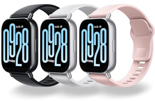 MONUARY 3 Correas de 22 mm para Redmi Watch 5 Active/5 Lite y otros relojes | Silicona suave y transpirable, pasadores de liberación rápida, asas estándar de 22 mm, para muñecas de 135–210 mm