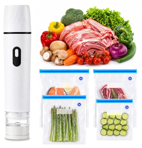 Focenat Embasadoras Vacio Alimentos,Máquina envasar al vacío,Selladora al vacío,Vacuum sealer, con succión de 60 kPa,20 Bolsas de vacío,para Conservación Cocinar,Almacenamiento Alimentos