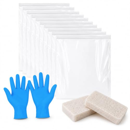 10 Pcs Oven Cleaning Bags for Racks, Reusable Oven Cleaning Bags | with A Pair of Gloves and 2 Cleaning Sponges for Grill Microwave Toaster Baking BBQ Camping (No Cleaner Included)