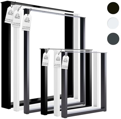 CM Furniture Tischbeine Metall für Schreibtisch Esstisch Möbelfüße Anthrazit - 2X Tisch-KUFEN Tisch-Beine in Pulverbeschichtung Anthrazit Vierkantprofil Tischgestell Tischplatte | 2 Stück 72x72 cm