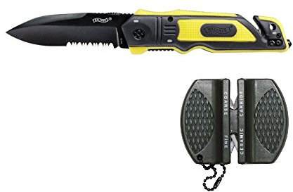 Walther ERK Emergency Rescue Knives yellow mit Messerschärfer und Holster