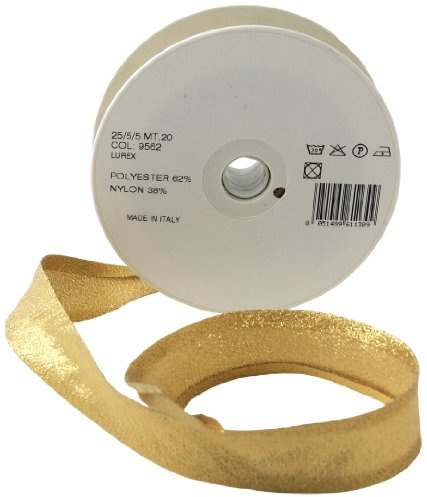 Inastri 25/5/ 5 mm Lurex Bias Binding, Gold 9562