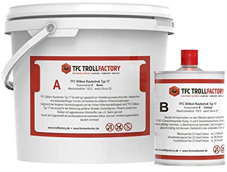 TFC Silikon Kautschuk Typ 17 RTV NV weisslich Shore 20 kondensation 100:5 Dubliersilikon Betonguss 5,25kg (5kg + 0,250kg)