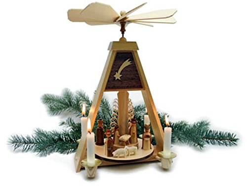 Rudolphs Schatzkiste Pyramide Christi Geburt Natur HxBxT 31x21x21,5cm NEU Weihnachtspyramide Tischpyramide Tischdekoration Kerze Dekoration Weihnachten Wärmespiel Lichter Figur Holz Seiffen