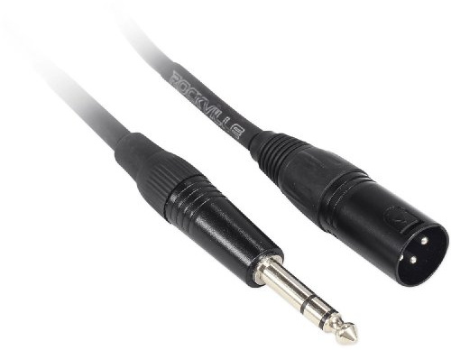 Rockville RCXMB30B Black 30' Male REAN XLR to 1/4 TRS Cable, 100% Copper