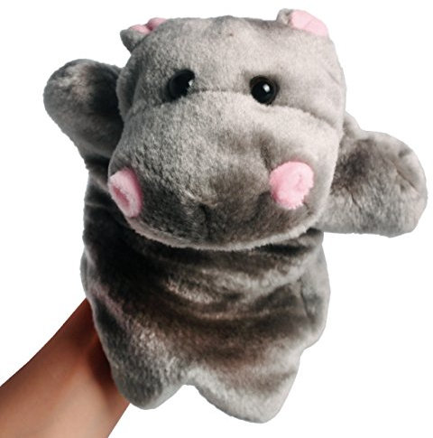 andux Zone Tierhandpuppen aus Plüsch,Handpuppe Handspielpuppe Plüsch Puppe Mini Tier Cartoon Tiermotive Nilpferd (SO-01)