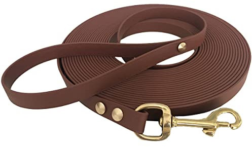 bio-leine 9mm Hundeleine aus Biothane - in Rotbraun 25,0 m lang I Wasserabweisende Schleppleine mit Handschlaufe - Leine für kleine und große Hunde