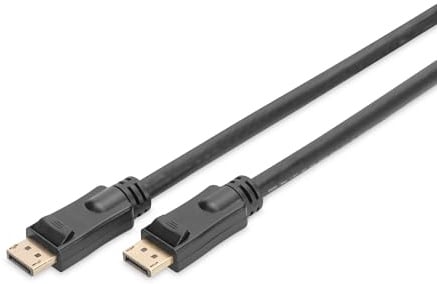 DIGITUS DisplayPort-Kabel mit Verstärker - UHD 4K/60Hz - 10m - Verriegelung - Displayport 1.2 - Kompatibel: Gaming-Grafikkarte, Monitor