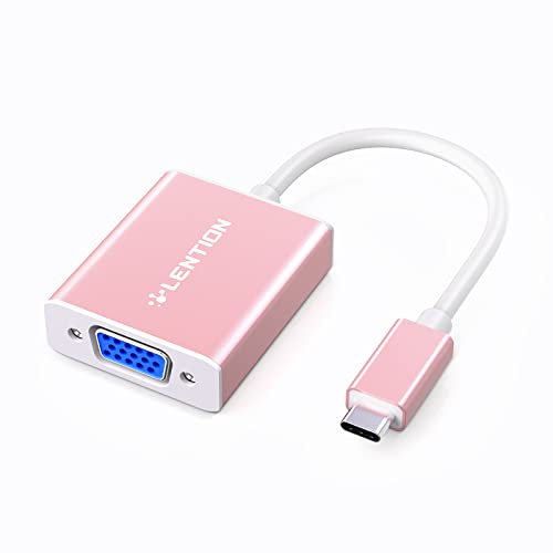 LENTION USB C auf VGA Adapter, 1080P, unterstützt Typ C auf VGA Kabelkonverter für AApple 2020-2016 MacBook Pro 13/15/16, New Mac Air/Surface, MacBook 12, Chromebook, Adapter (Roségold)